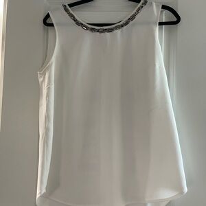 Fenn Wright Manson White Sleeveless Beaded Neck Shell